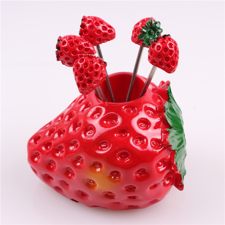 10PCS  ǰ   ũ  ü ѱ â   ǰ   A82428/10pcs wholesale Household goods Strawberry fruit fork manufacturers Korea creative househol